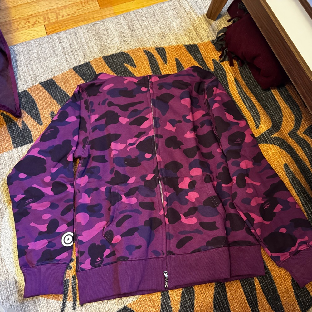 Purple Camouflage Zip-Up Sweater